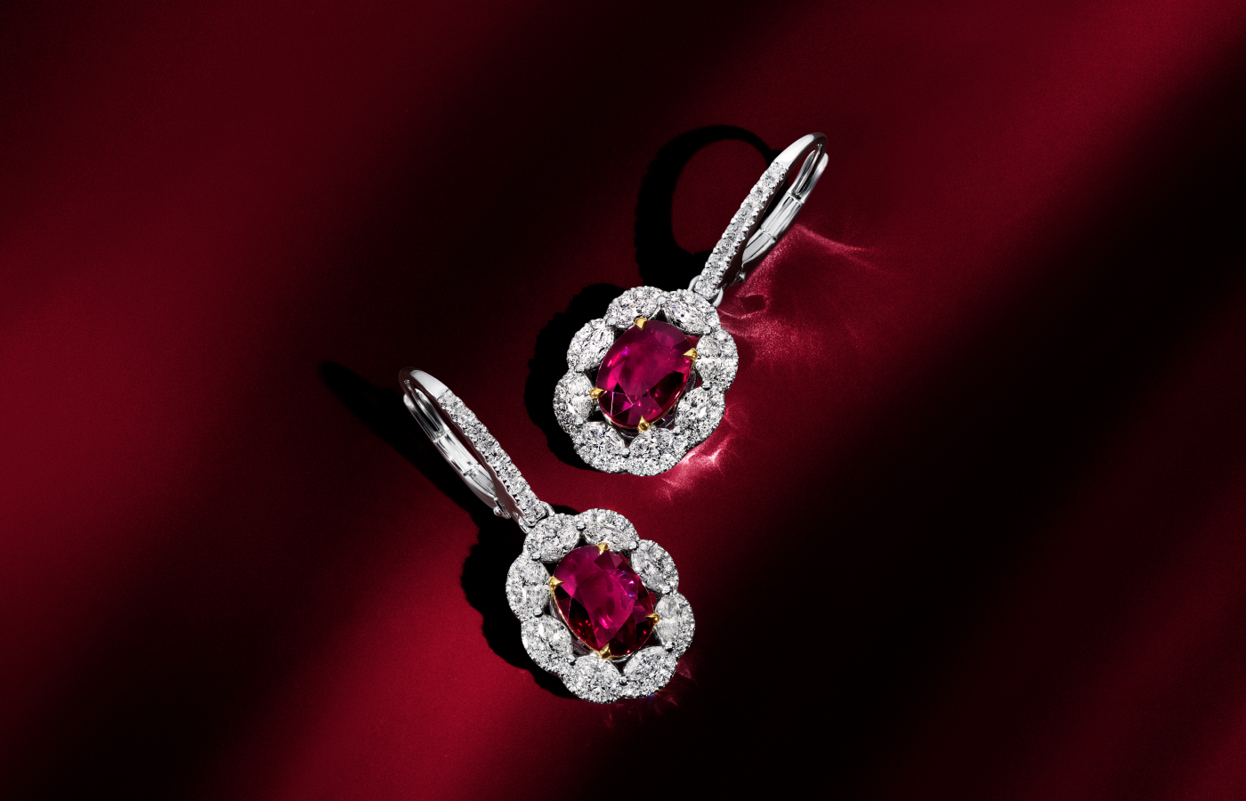  Le Vian Couture® earrings with 4.62 carats of oval-shaped Passion Ruby™ and two carats of Vanilla Diamonds® set in Platinum with 18K Honey Gold™
