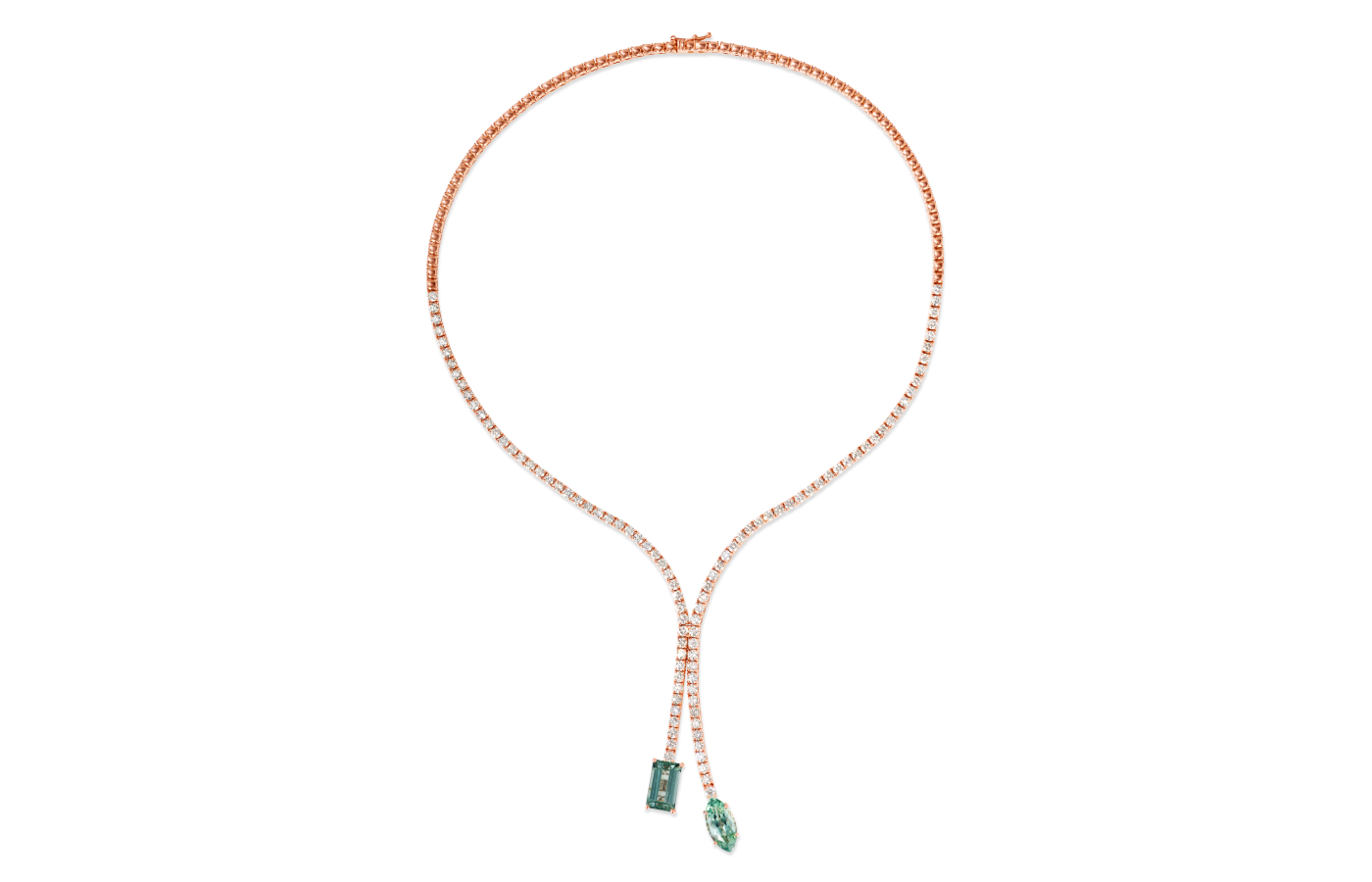  Le Vian® necklace with 8.8 carats of Hunters Green Tourmaline™ and seven carats of Nude Diamonds™ in 18K Strawberry Gold®