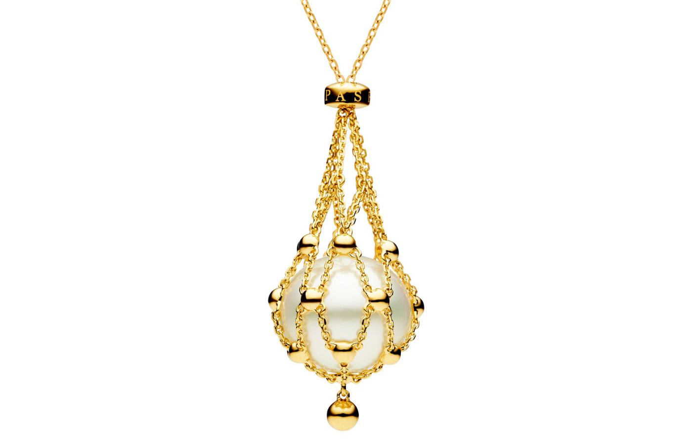  Paspaley Lavalier Button necklace in gold, Australian South Sea pearl  and diamond
