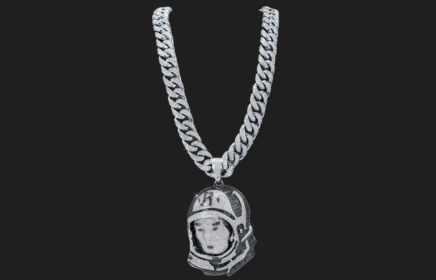  Pharrell Williams Jacob & Co. BBC Pendant Chain in white gold with white and black diamonds