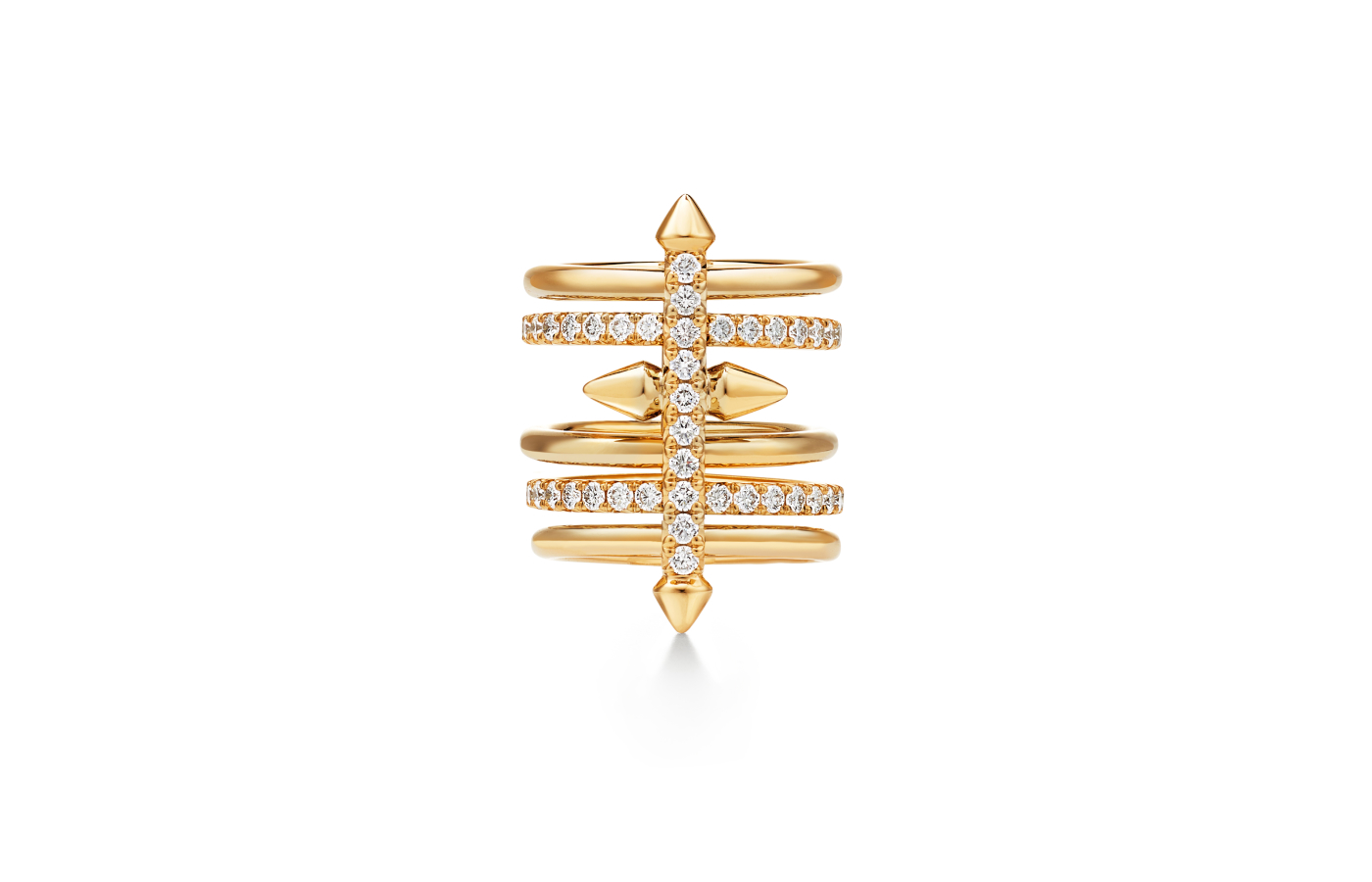  Tiffany Titan by Pharrell Williams Five-row ring in gold and diamond