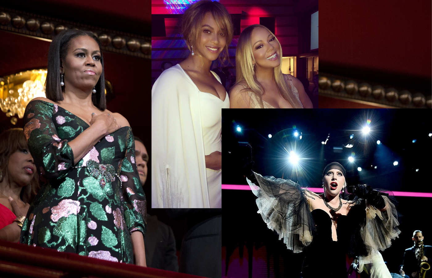 Michelle Obama, Beyonce and Lady Gaga in Yoko London pearl jewels