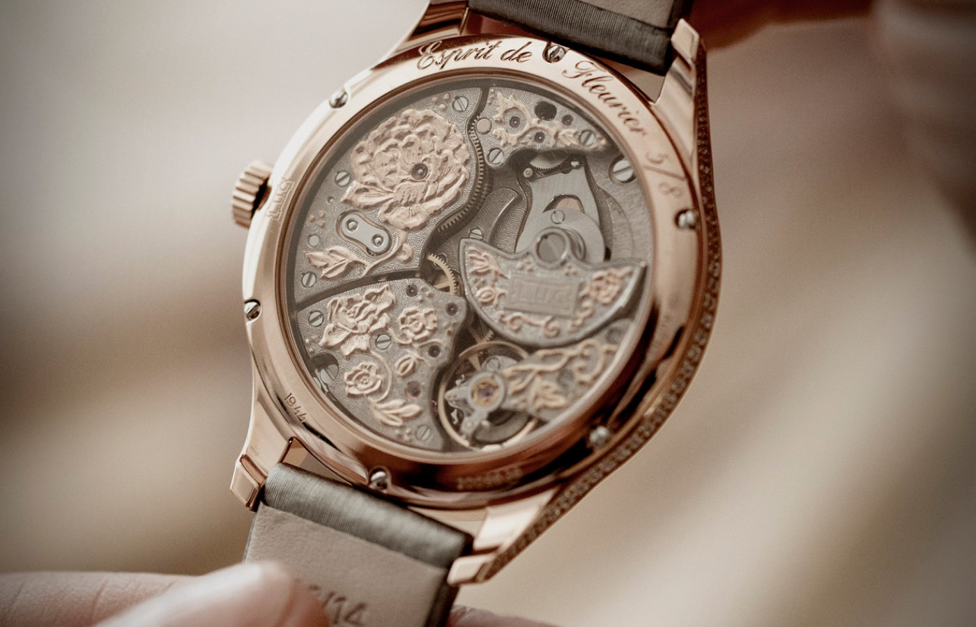  Caseback for the Chopard L.U.C XP Esprit de Fleurier Peony watch from The L.U.C collection