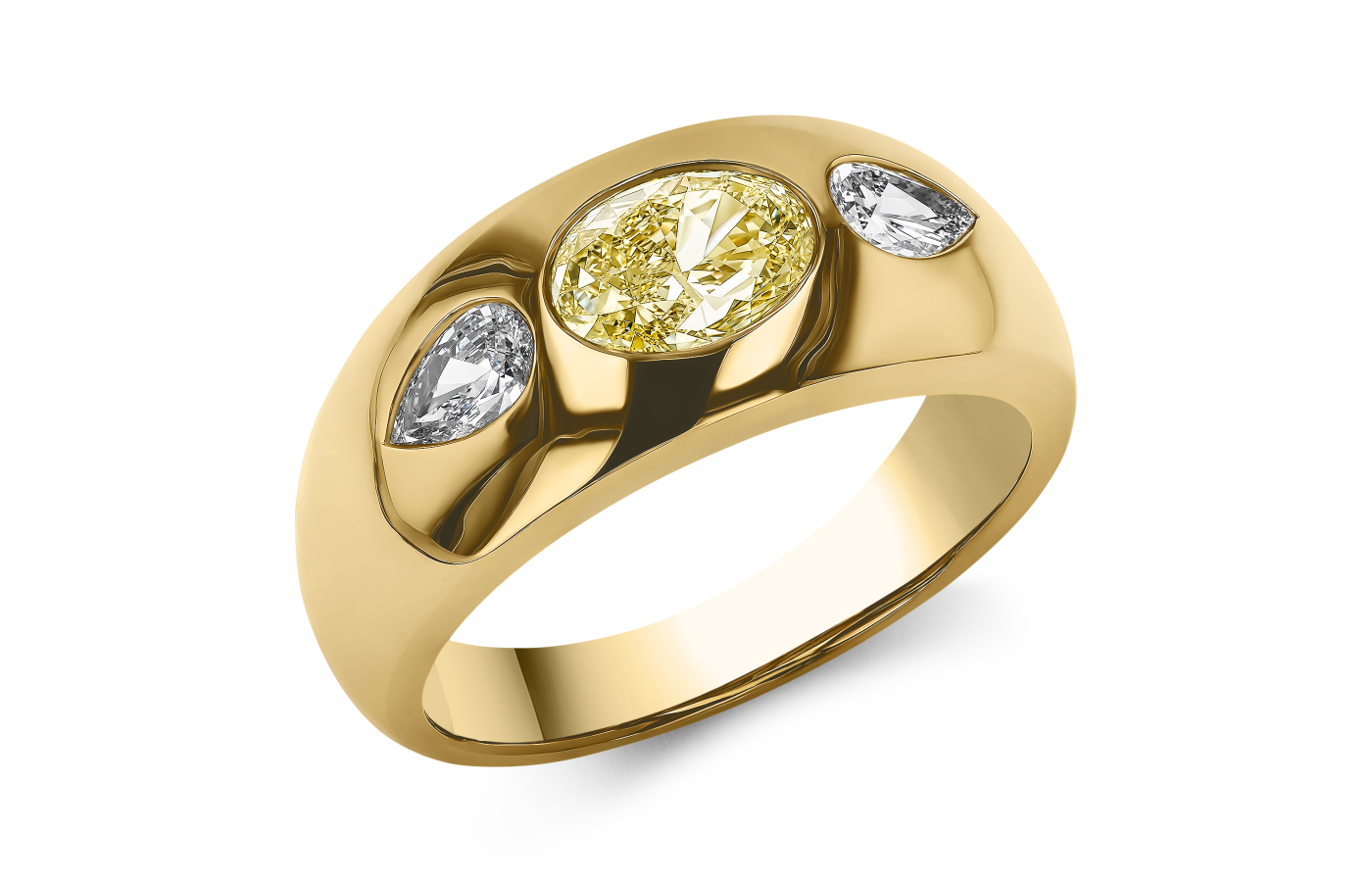 Pragnell Stellar ring with a 1.05 - carat fancy yellow diamond and diamonds in gold