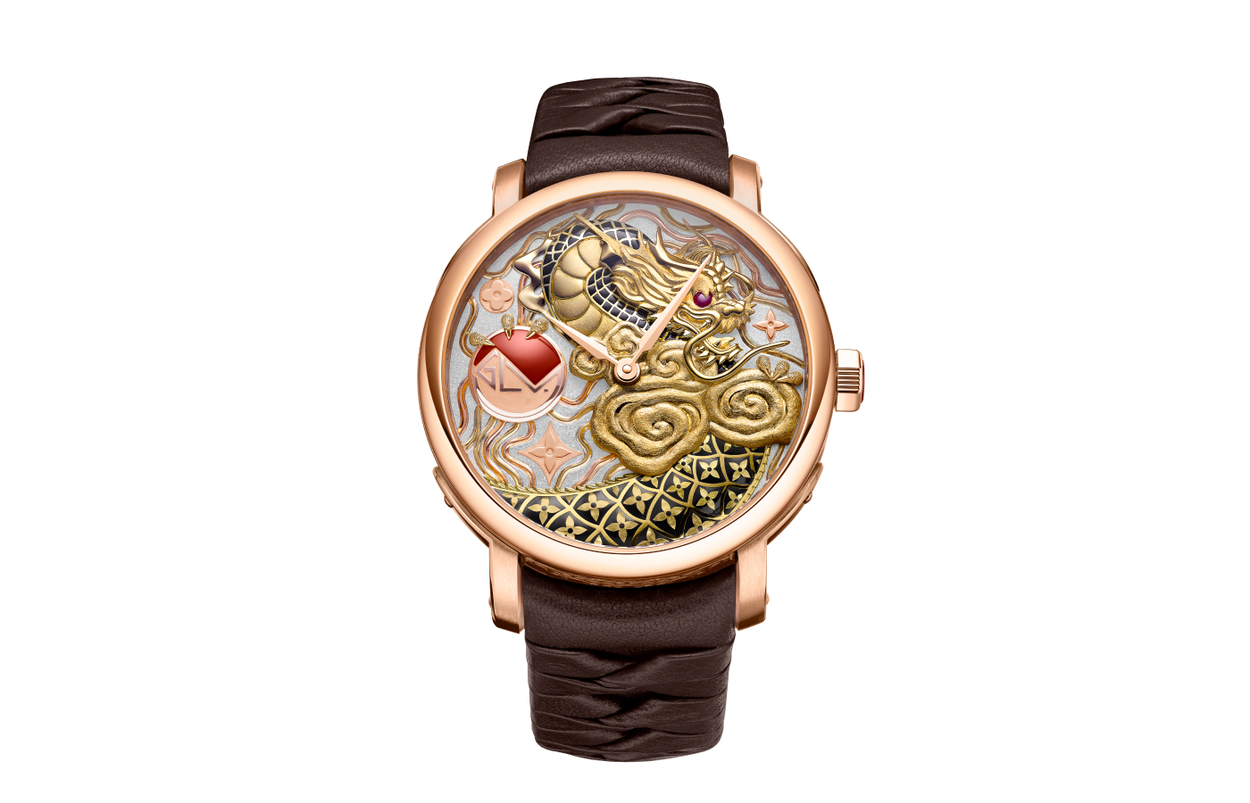  Louis Vuitton Escale Cabinet of Wonders Dragon’s Cloud watch with enamel in rose gold