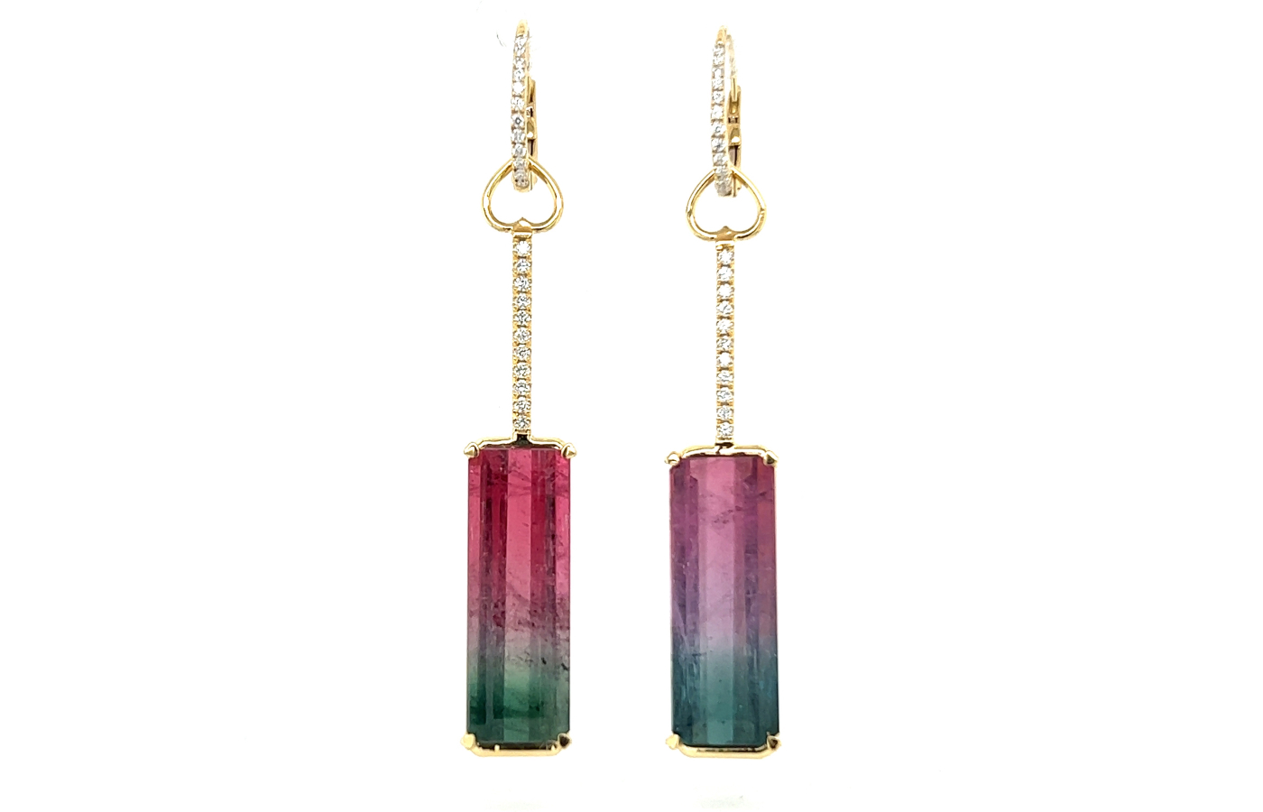  Lisa Nik earrings from the Colors collection with 19.39 carats of watermelon tourmaline and diamonds in 18k rose gold 