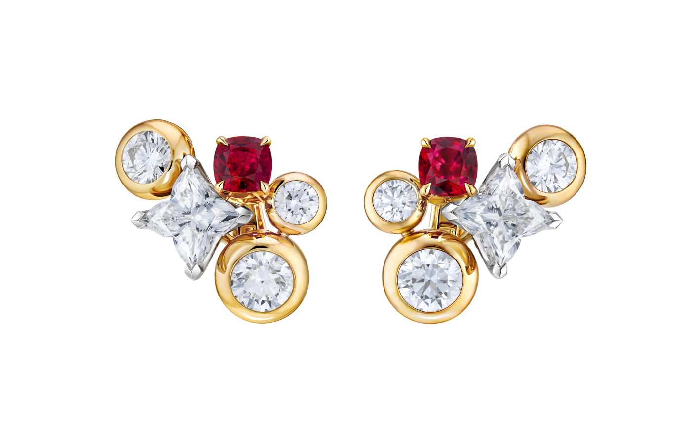  Louis Vuitton Splendeur high jewellery earrings from the Awakened Hands, Awakened Minds collection with rubies and diamonds in platinum and gold