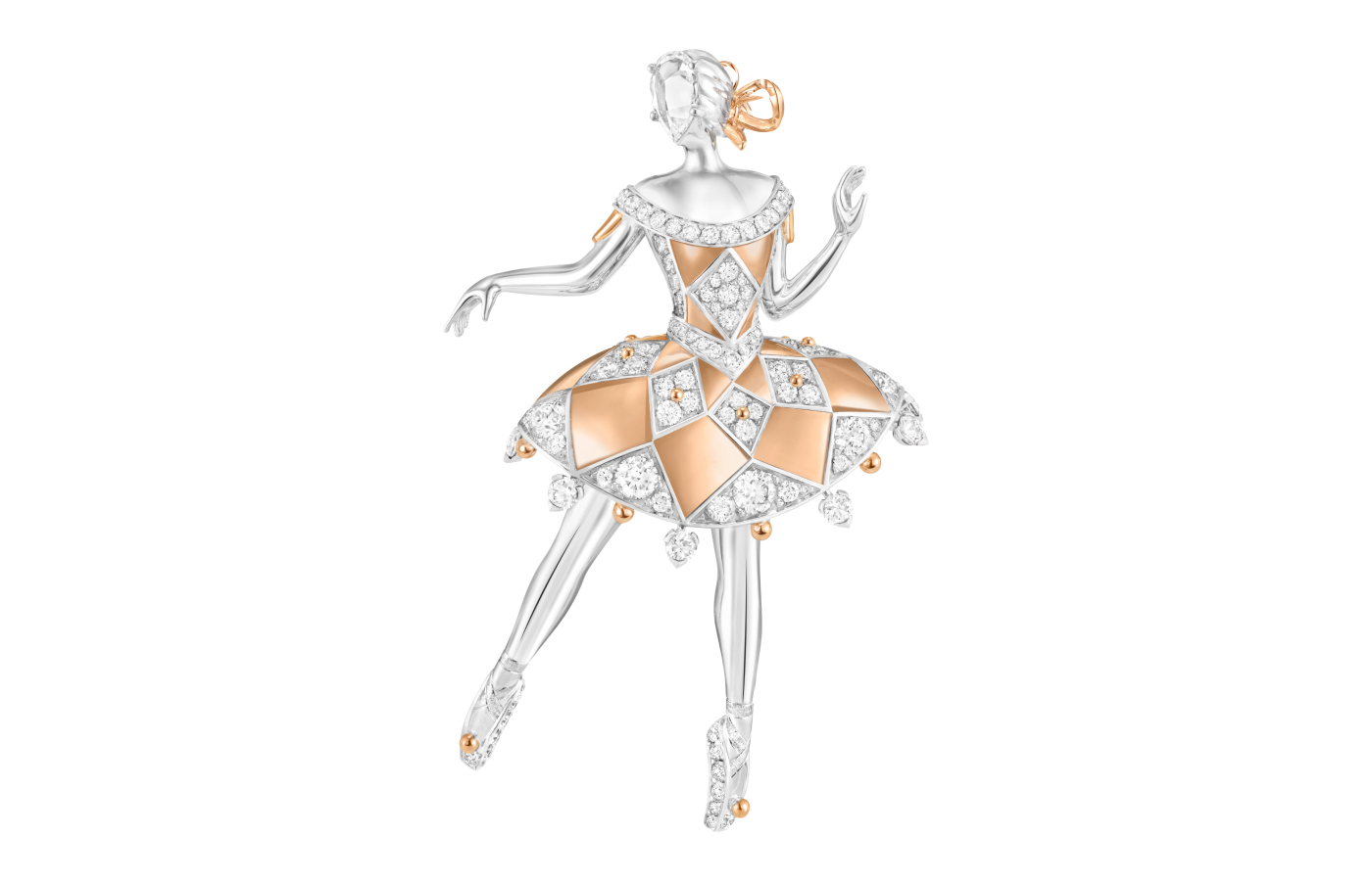  Van Cleef & Arpels Mathilde ballerina clip with diamonds in  rose gold and white gold