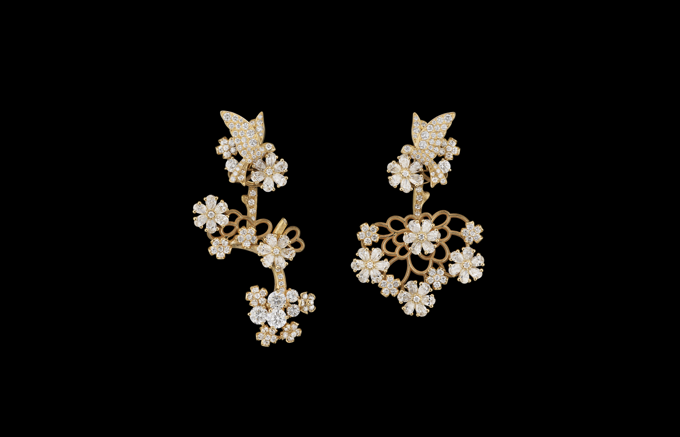  Dior Joaillerie earrings with diamonds set in yellow gold, from the Diorama & Diorigami High Jewellery collection