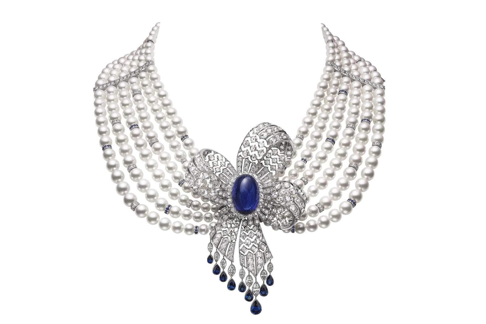 A necklace from the Mikimoto ‘The Bows’ High Jewellery collection inspired by an archival design from the Art Deco period