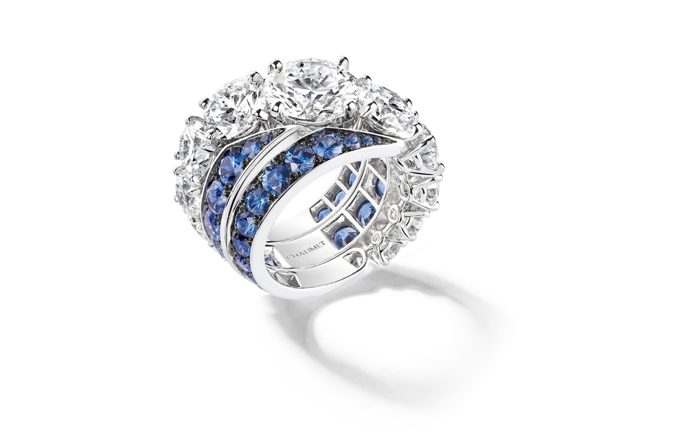  Chaumet Harmony ring from the En Scène collection with diamonds, sapphires in 18k white gold