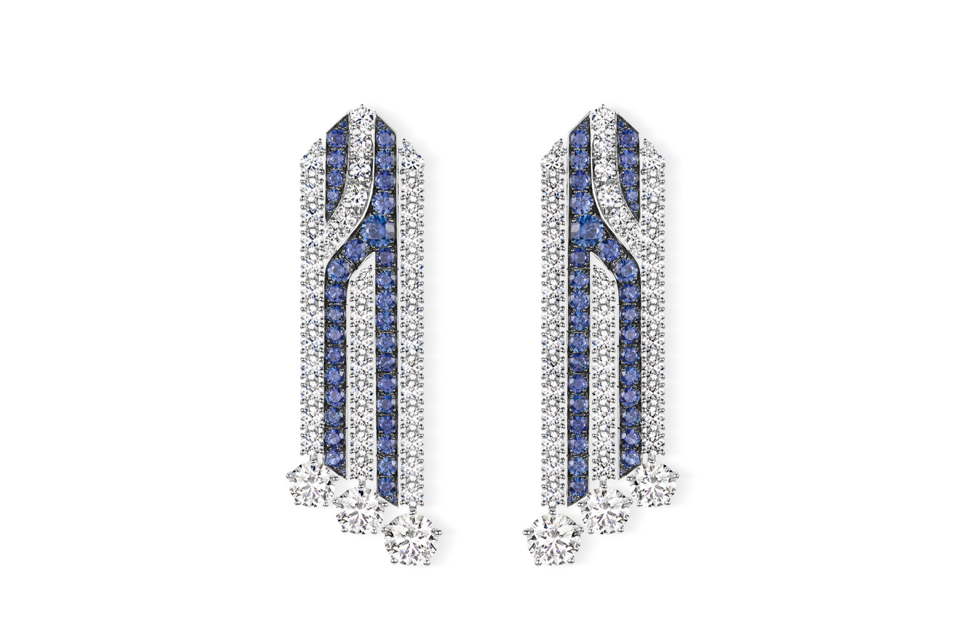  Chaumet Harmony earrings from the En Scène collection with diamonds and sapphires in 18k white gold