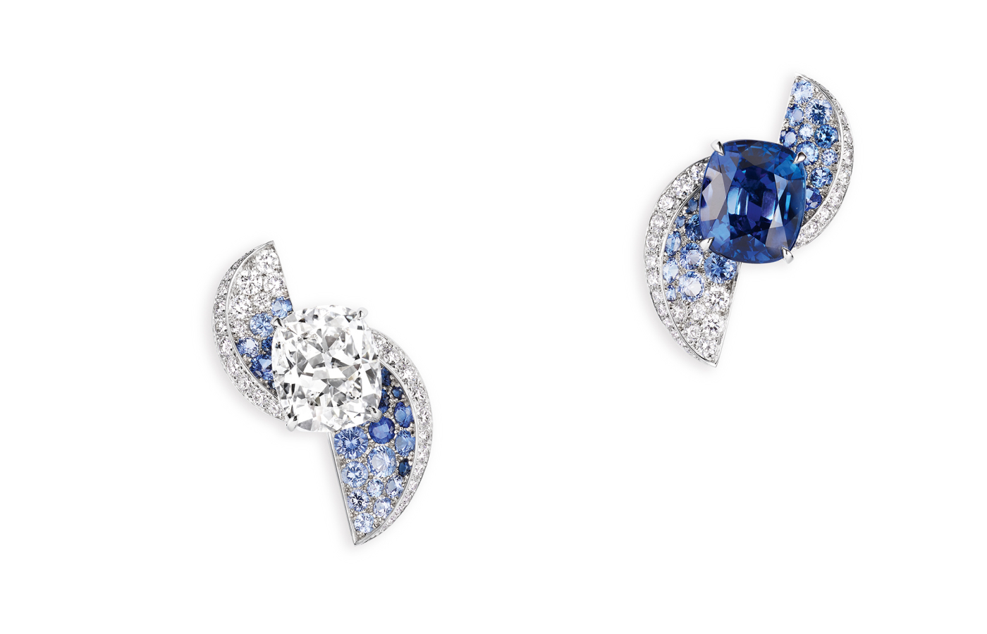  Chaumet Ballet earrings from the En Scène collection with sapphires and diamonds in 18k white gold