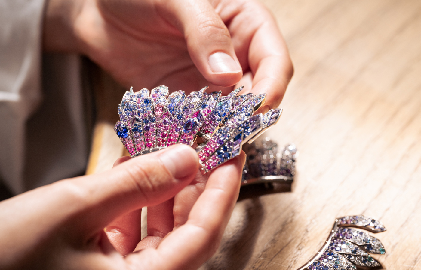  Another angle showing the process of assembling the Bvlgari Fenice secret watch from the Aeterna collection