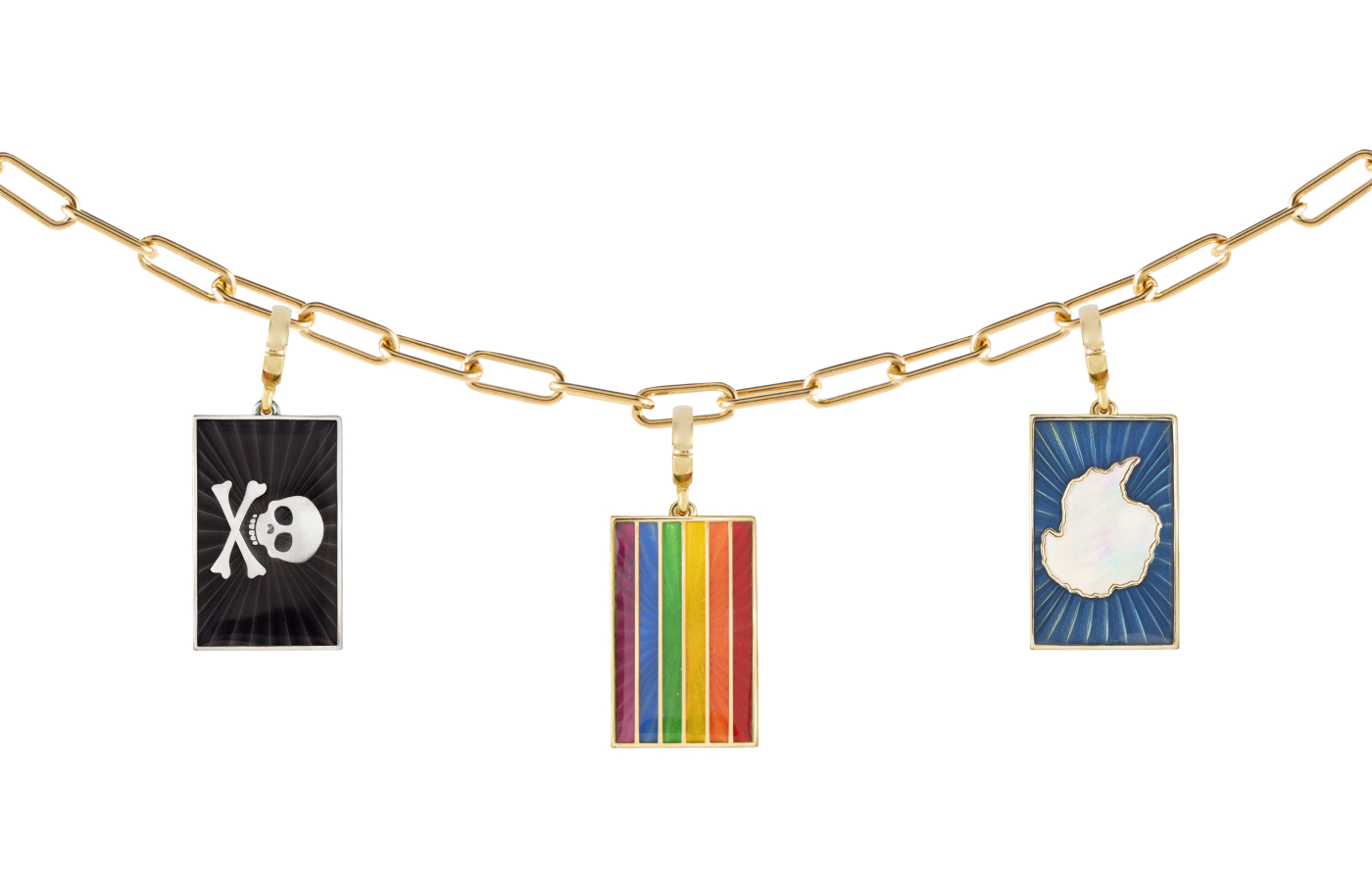  Venyx Paris Olympics necklace in 18k yellow gold with enamel-coloured customisable charms 