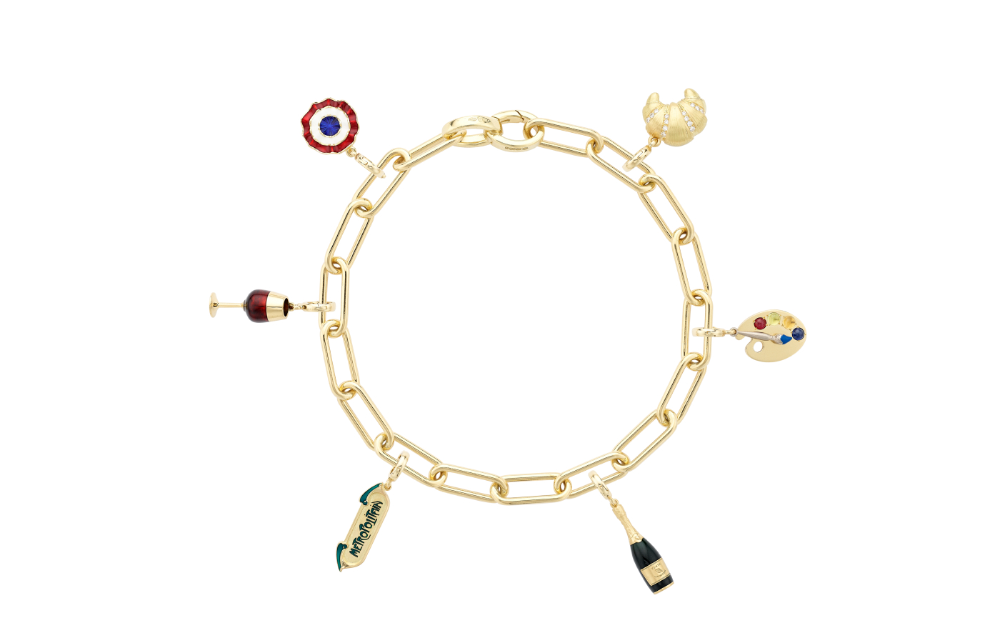  Venyx Paris Olympics necklace in 18k yellow gold with enamel-coloured customisable charms 