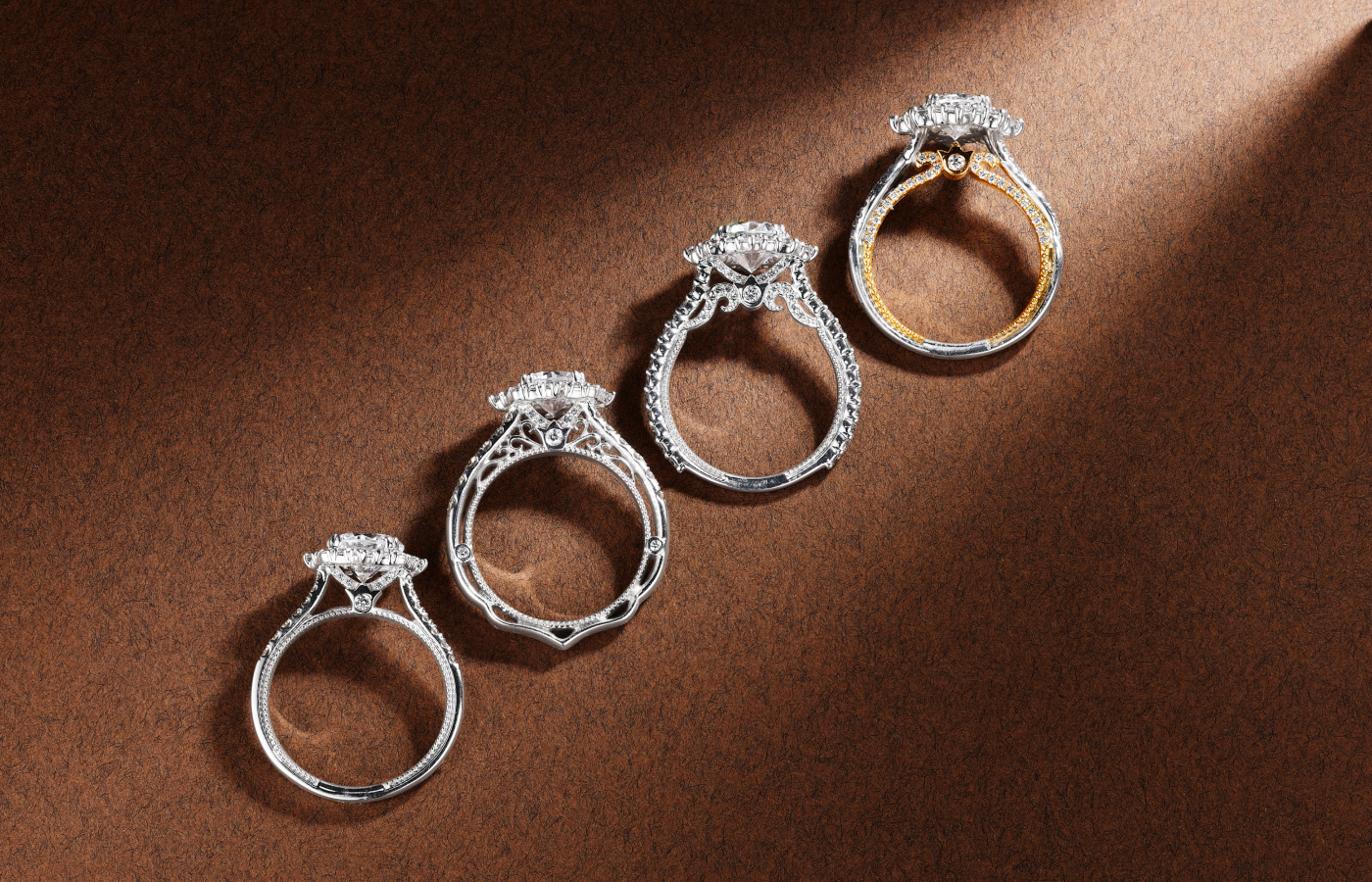 Verragio engagement rings, including designs from the Venetian, Renaissance, Insignia and Couture collections, all in 18k white gold 