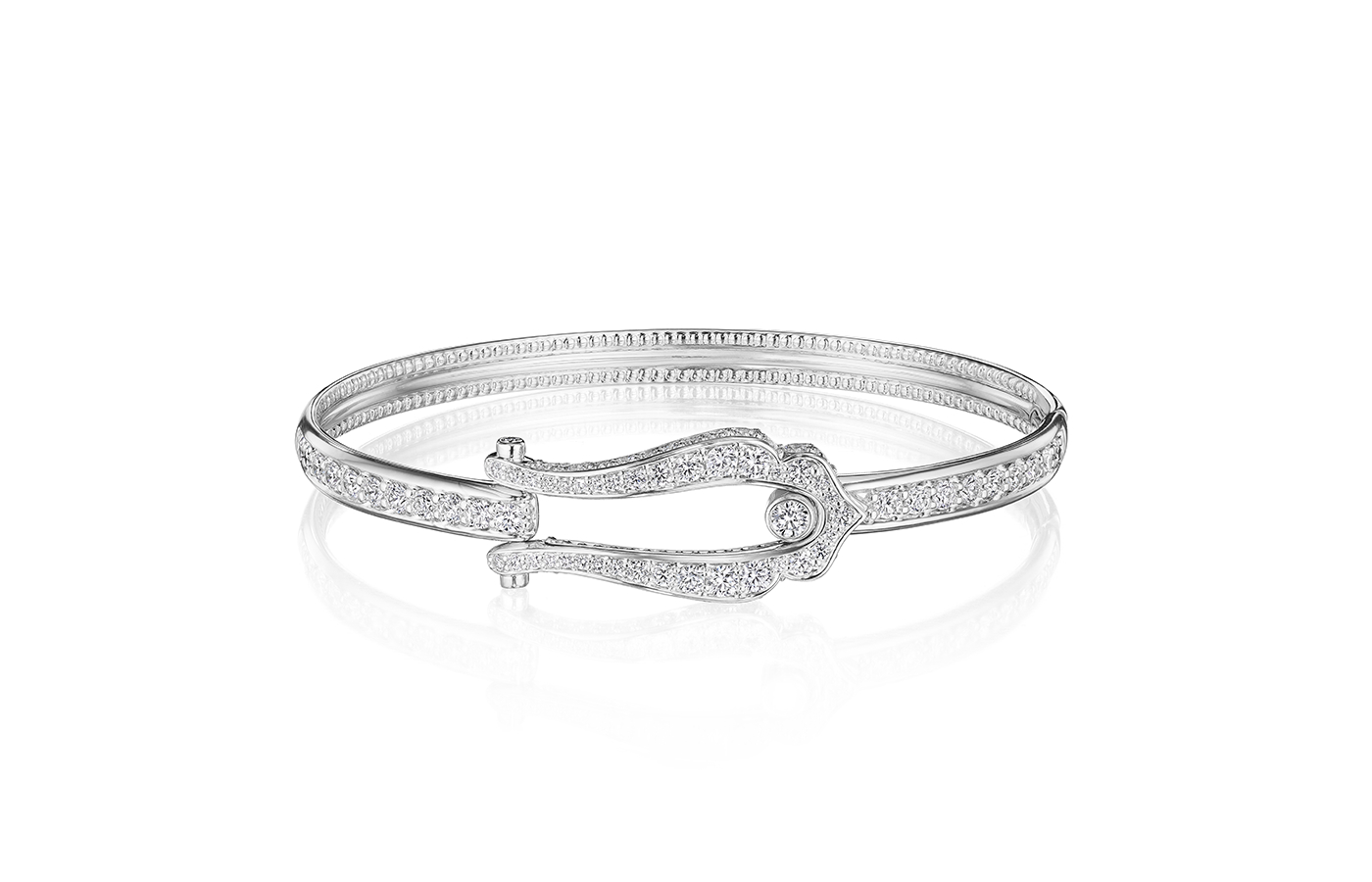  Verragio signature Buckle bangle with diamonds in 18k white gold 
