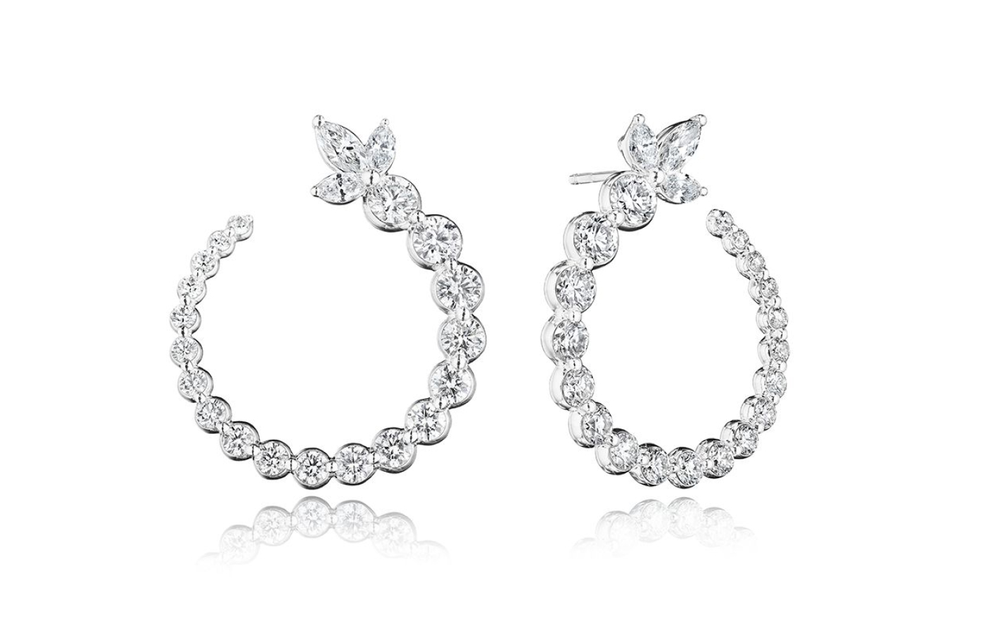  Verragio Hera diamond circle earrings with marquise- and round brilliant-cut diamonds from the Vanguard collection, set in 18k white gold