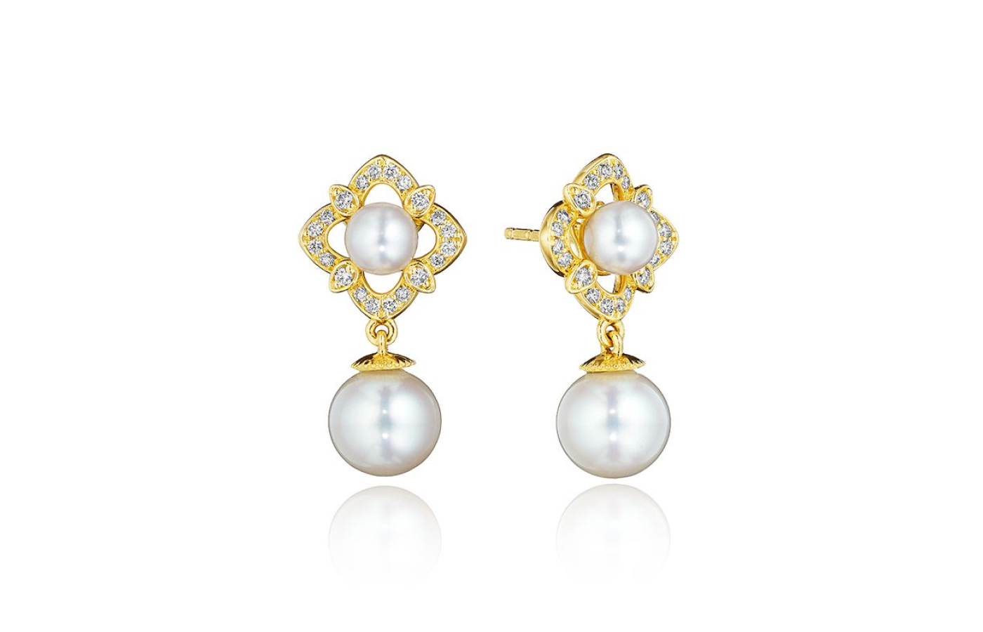  Verragio Fiore double-drop pearl and diamond earrings from the Reverie collection