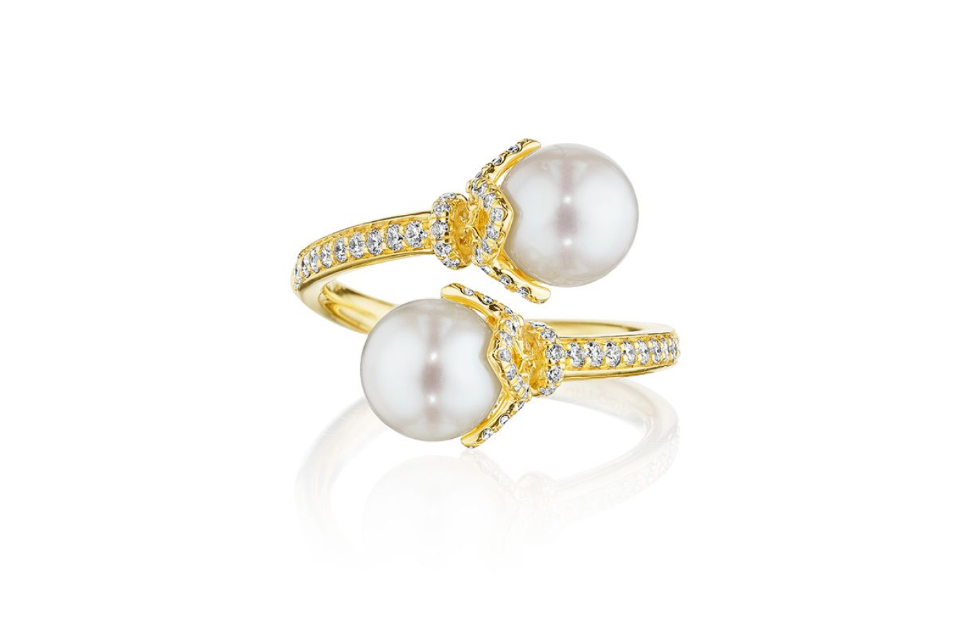  Verragio Toi et Moi pearl and diamond ring in 18k yellow gold 