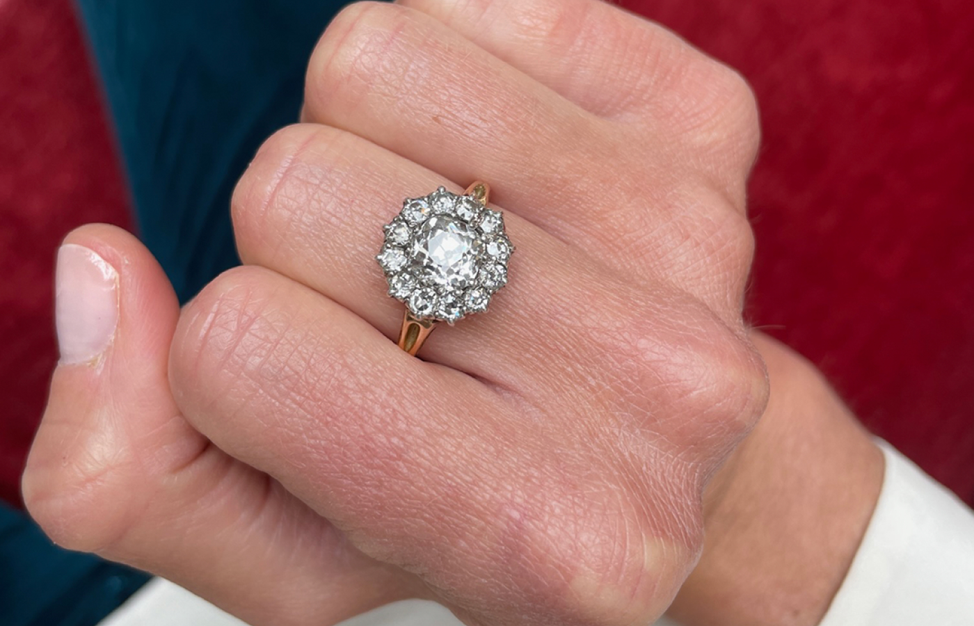  Ellie’s heirloom diamond ring, inherited from her grandmother, which was transformed into something new by Hattie Rickards