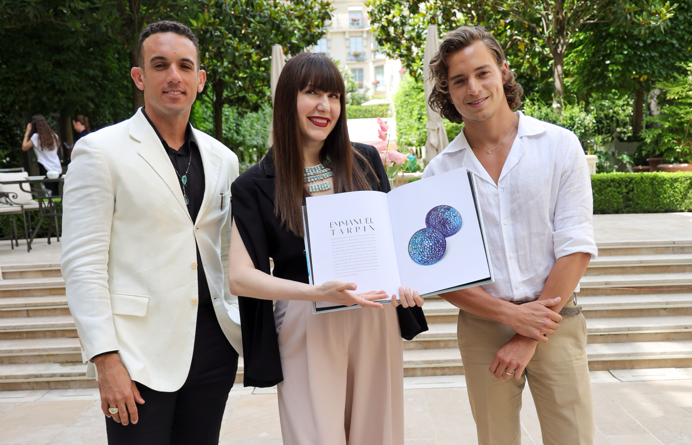  Kevin Ferreira, Katerina Perez and Emmanuel Tarpin at the launch of ‘Paraiba – The Legacy of a Color’ in Paris