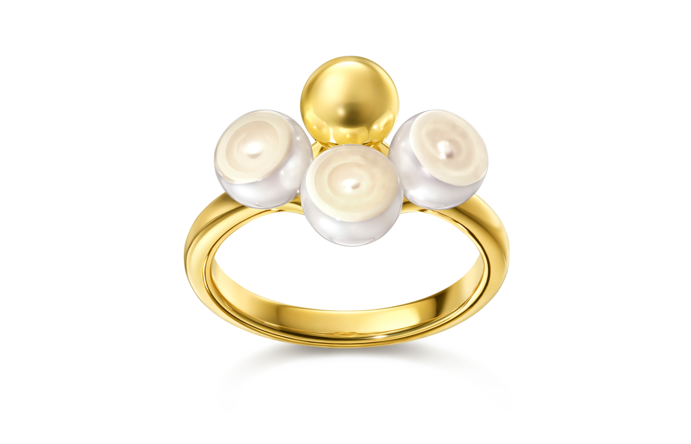  M/G Tasaki Sliced Sphere collection with Freshwater pearls in 18k yellow gold