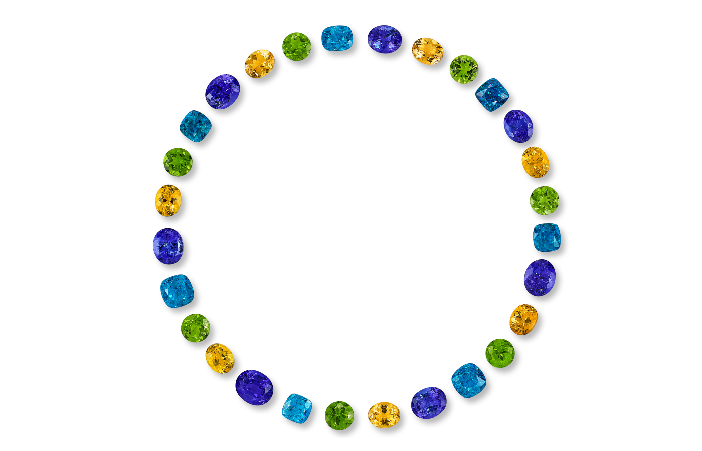  Constantin Wild Dancing Koh Samui gemstone layout, featuring round, oval and cushion-cut gems weighing more than 174 carats 
