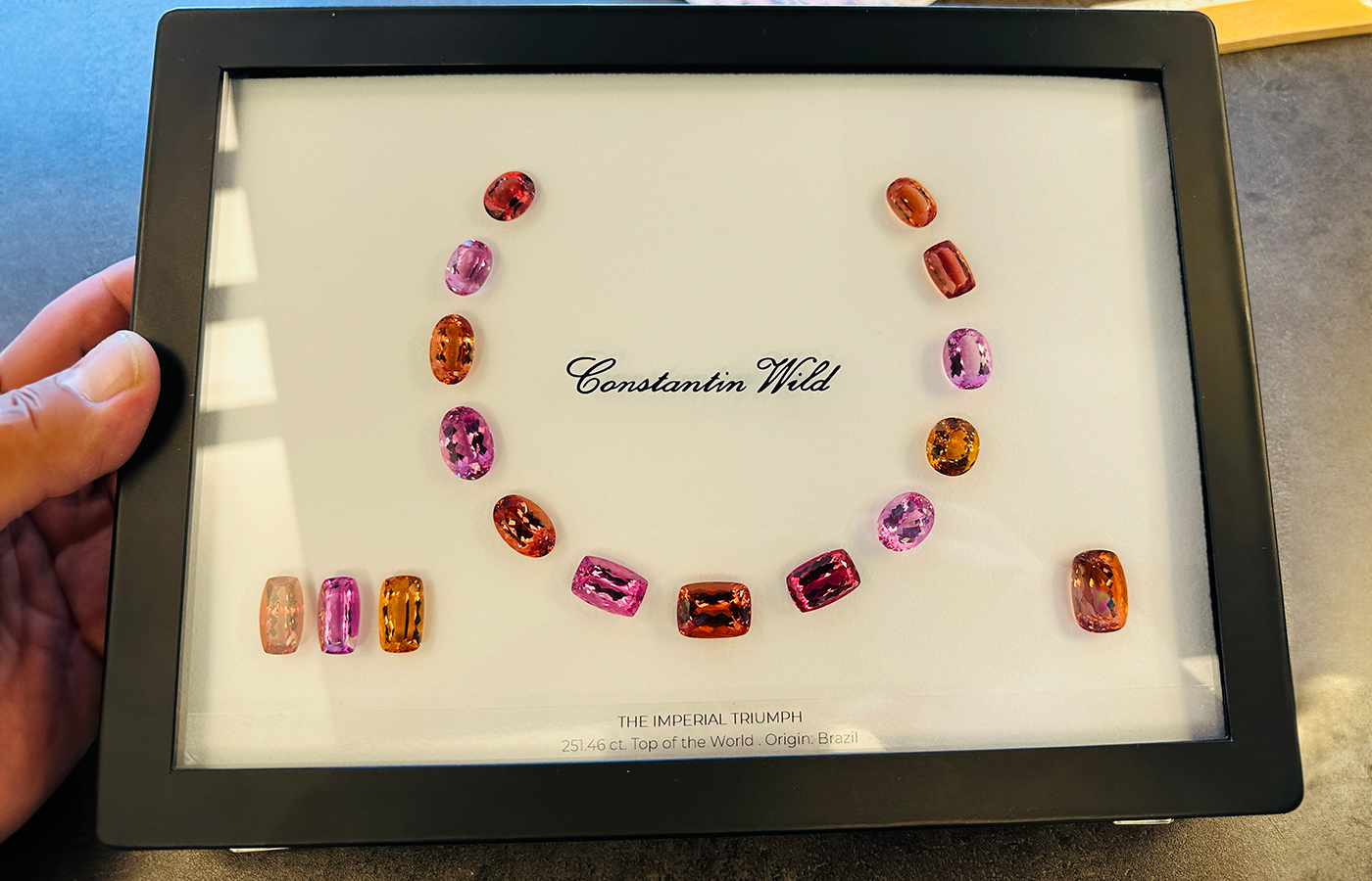 Constantin Wild Imperial Triumph gemstone suite, consisting of 17 Brazilian Imperial topazes with a total weight of more than 250 carats. This will be in the spotlight at Jewellery and Gem World Hong Kong 2024