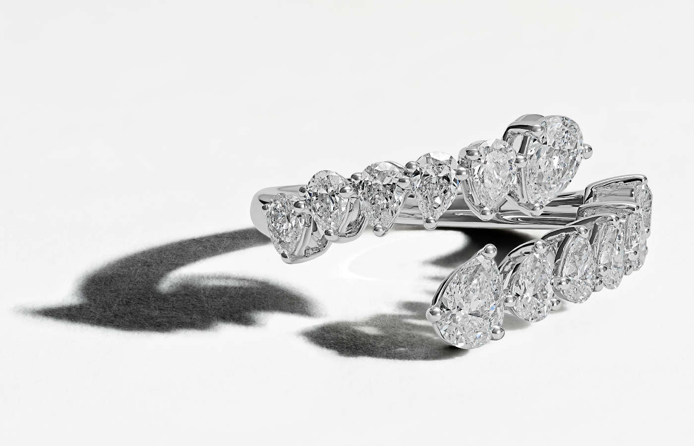  Hassanzadeh Jewellery Tears of Light ring with 1.39 carats of pear-shaped diamonds 