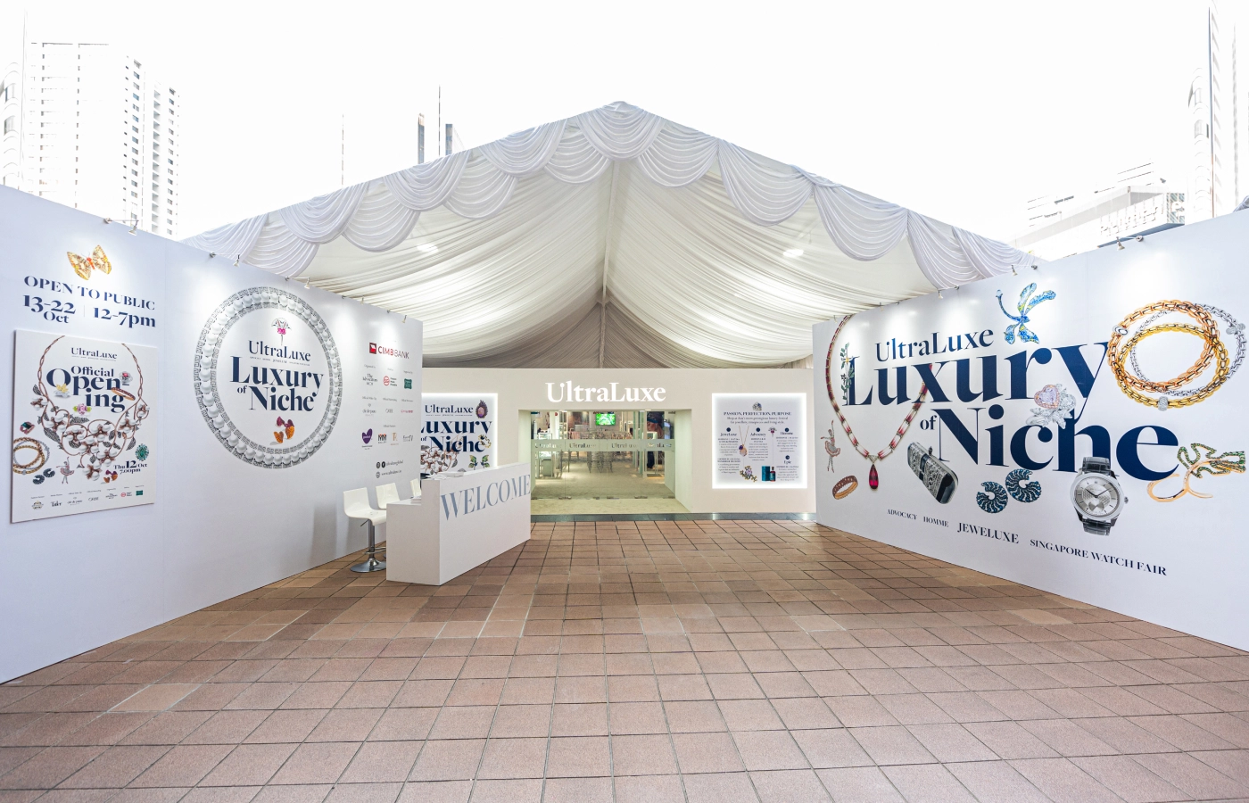  The canopied entrance to UltraLuxe, incorporating JeweLuxe, at Singapore’s Ngee Ann City Civic Plaza