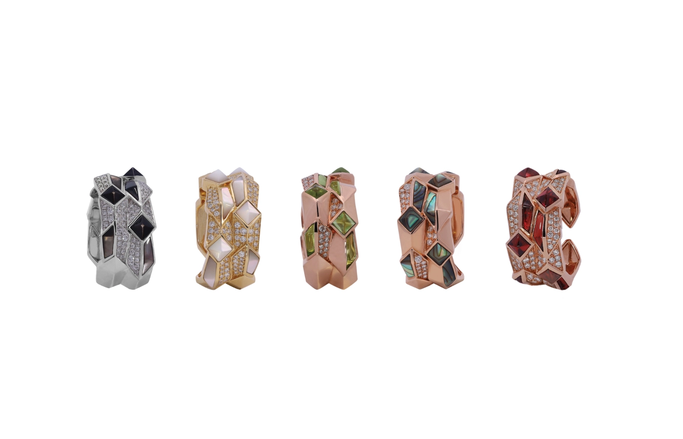  Diamond and coloured gemstone rings from the Edgy collection by UltraLuxe 2024 participant Simone Jewels 