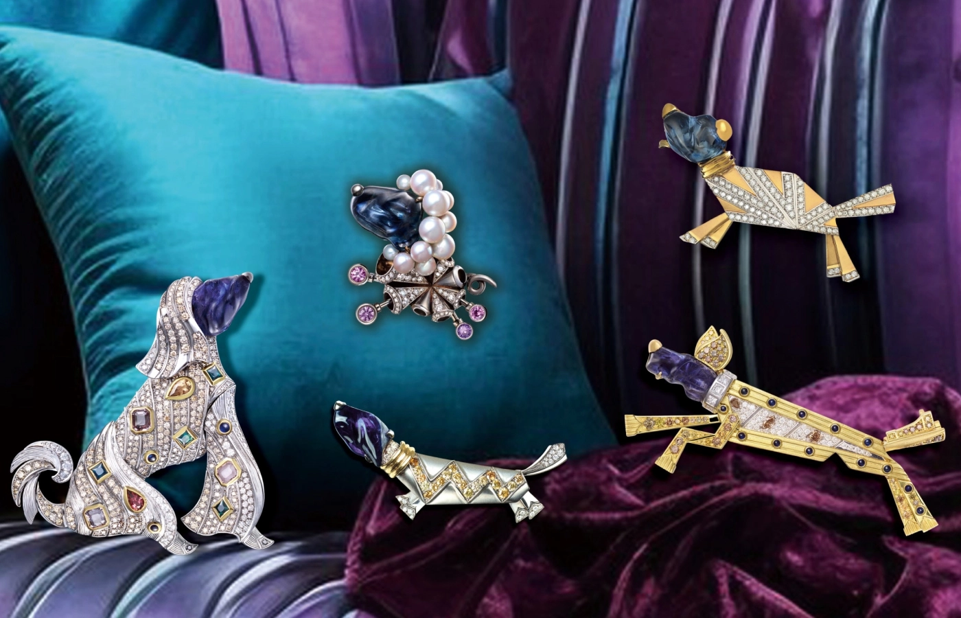  Pieces from the Uptown Funky Dog collection by Taiwanese designer Joy Wei Chow, who will participate in the Glamora area of JeweLuxe, part of UltraLuxe, in Singapore this October 