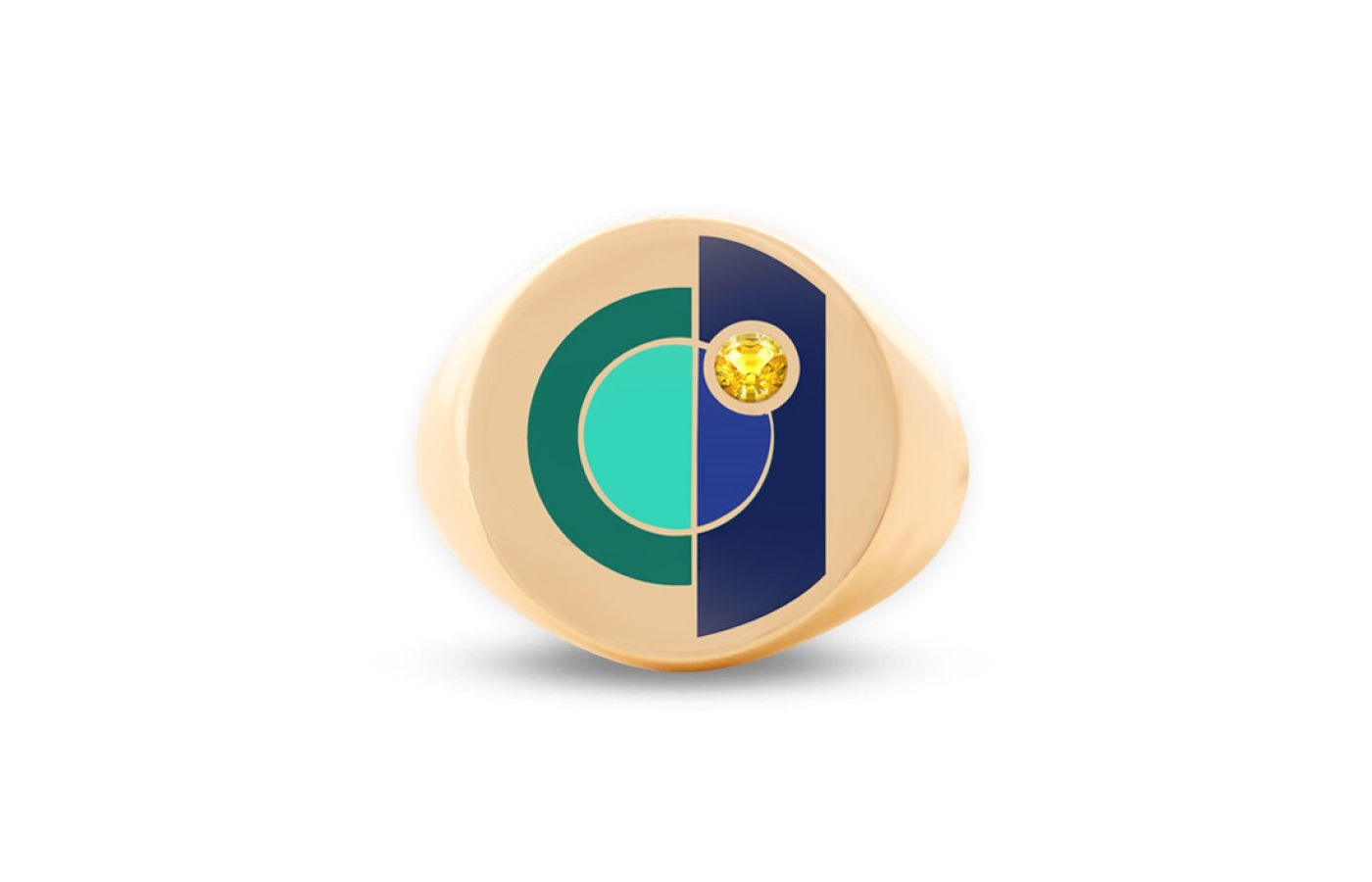  The Intersection ring with a round-cut yellow sapphire and enamel by UltraLuxe 2024 participant Maison Mirath 