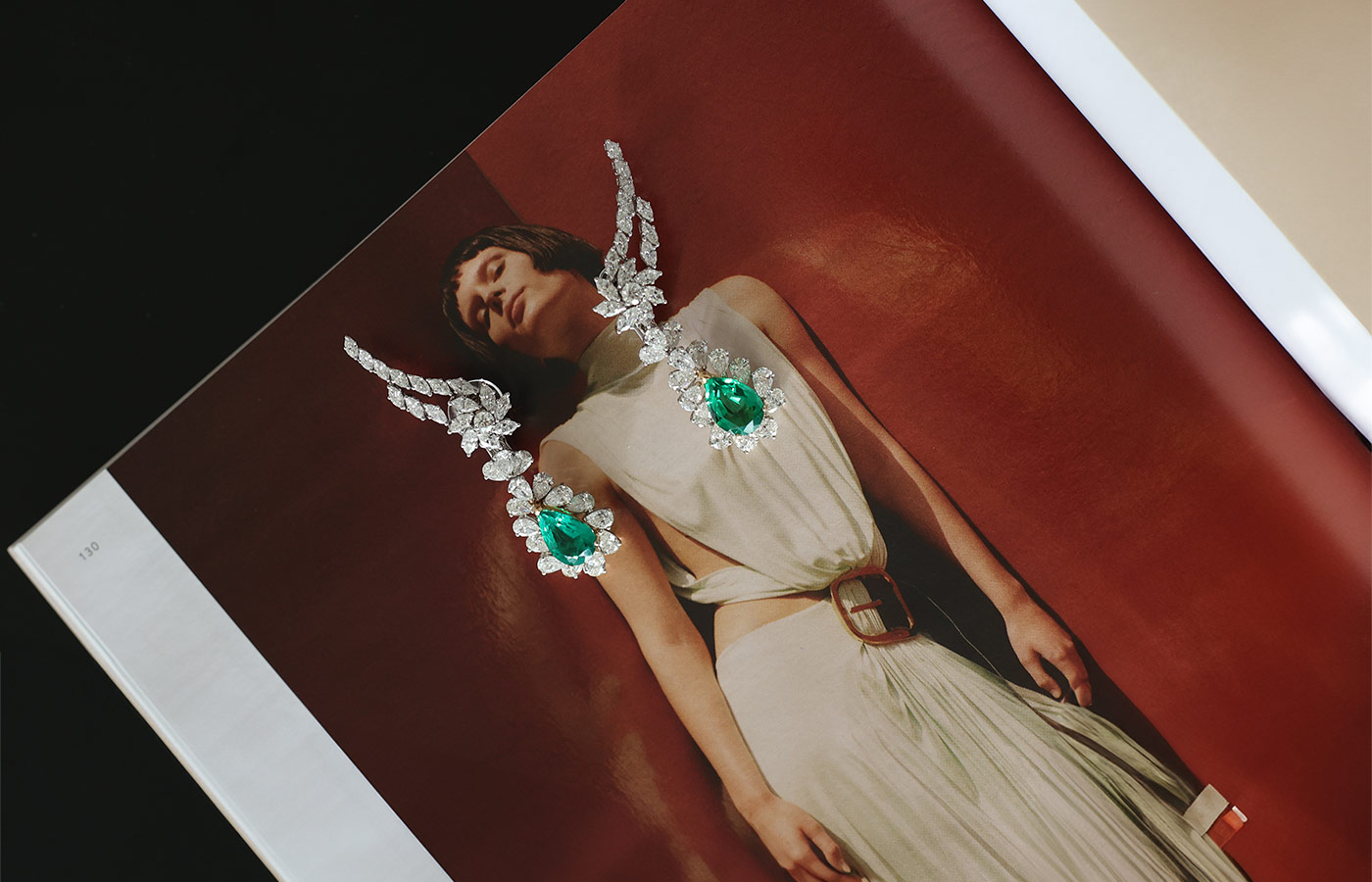  Hassanzadeh Jewellery Celestial Emerald earrings with two pear-shaped emeralds totalling 7.67 carats and 11.64 carats of diamonds 