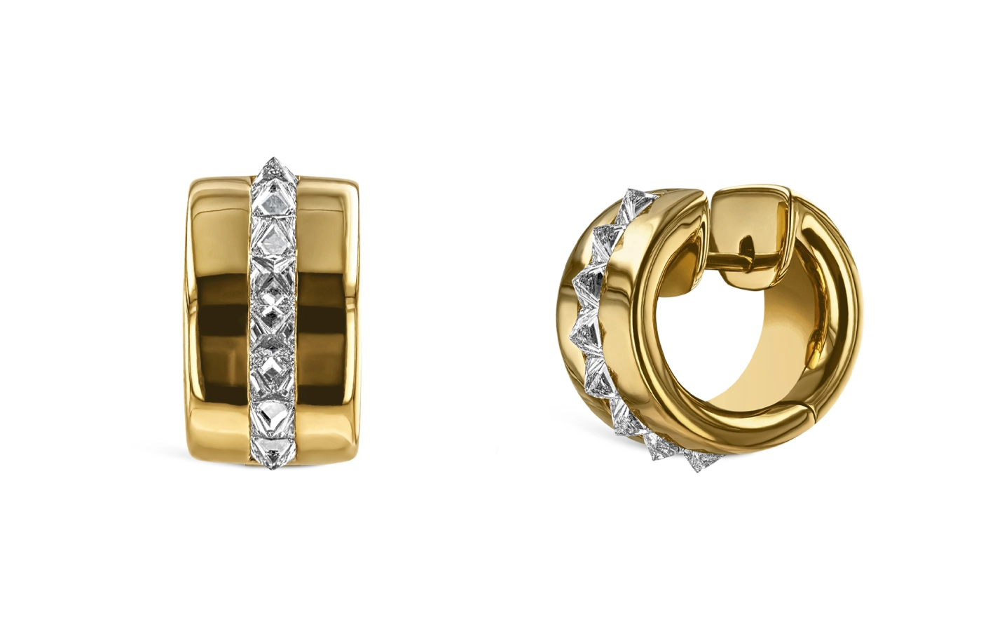  Pragnell earrings from the RockChic collection with diamonds in 18k yellow gold