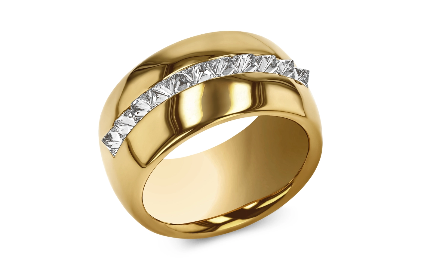  Pragnell ring from the RockChic collection with diamonds in 18k yellow gold