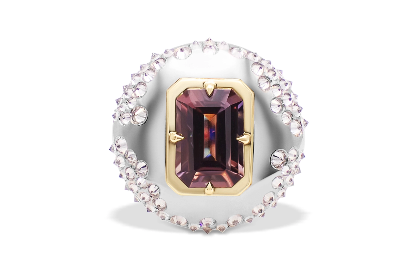  Hugo Cahill Ophiuchi ring with a 5.08-carat Tanzanite, white diamonds in 18k palladium white and yellow gold