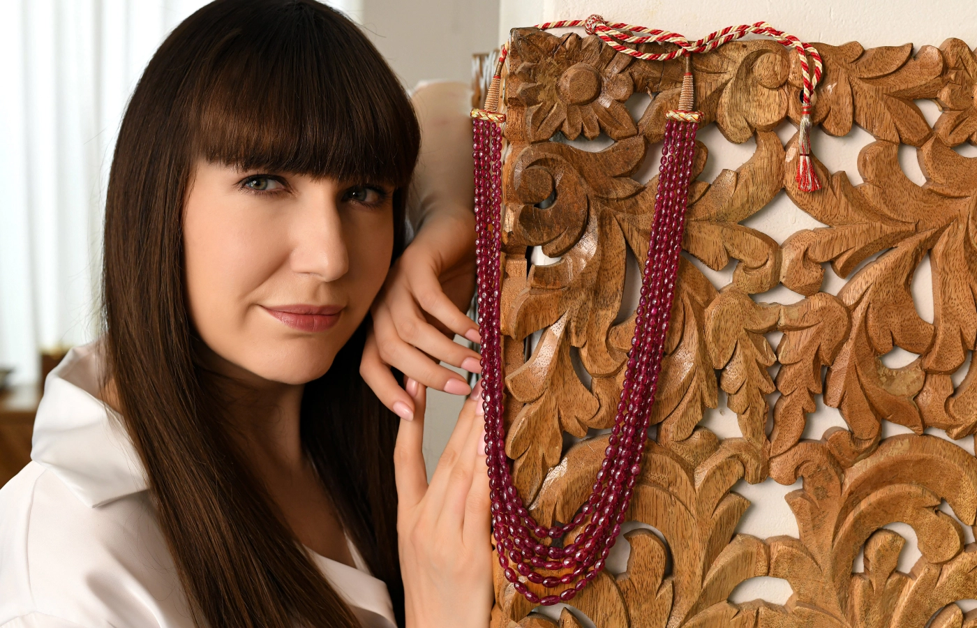 Minehaus necklace with over 600 carats of Odisha ruby beads