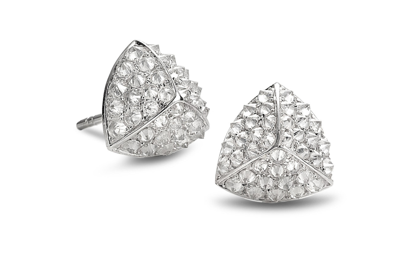 Nam Cho stud earrings with diamonds in 18k white gold