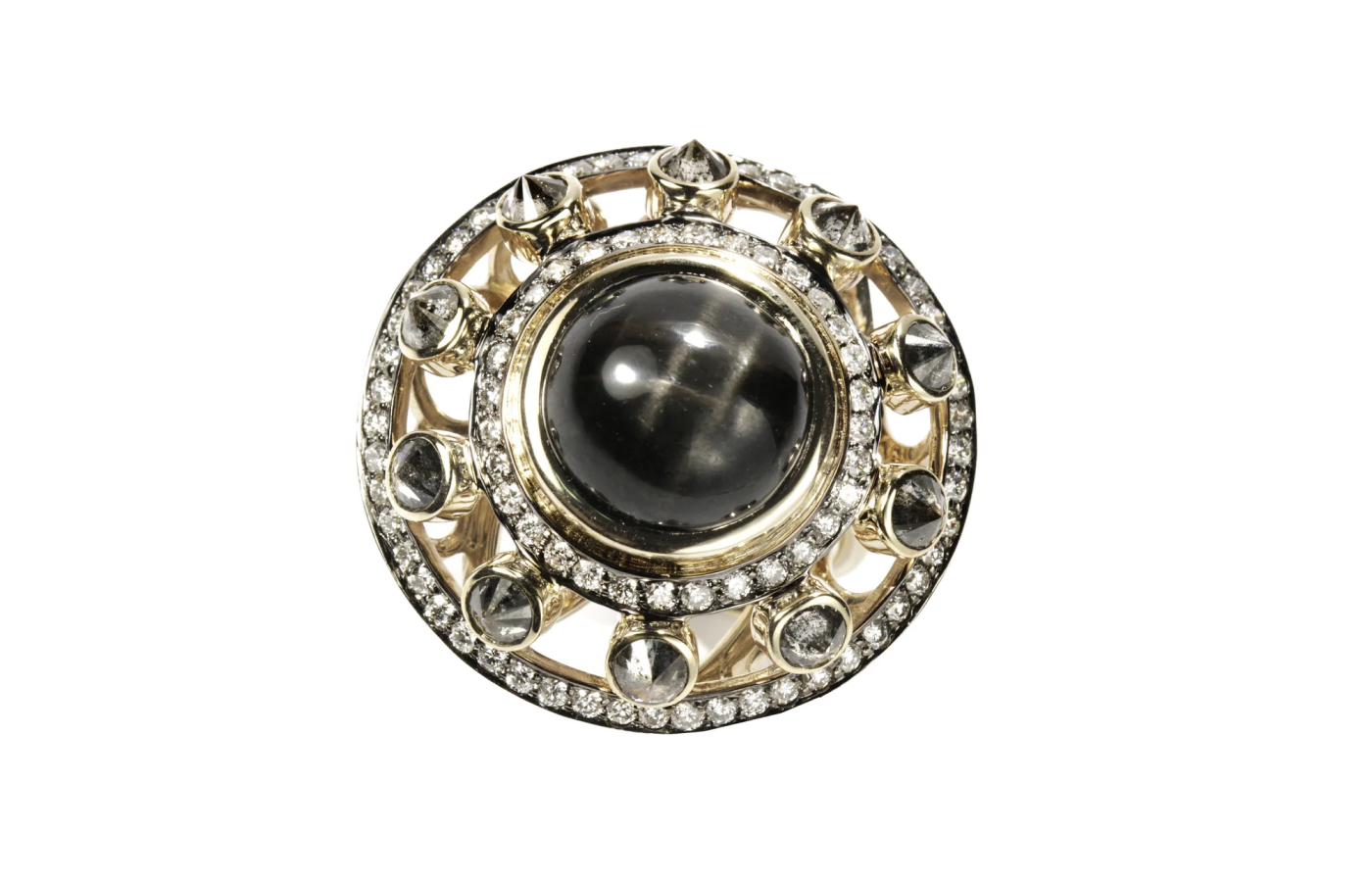  Ara Vartanian ring with black and white diamonds in 18k white gold