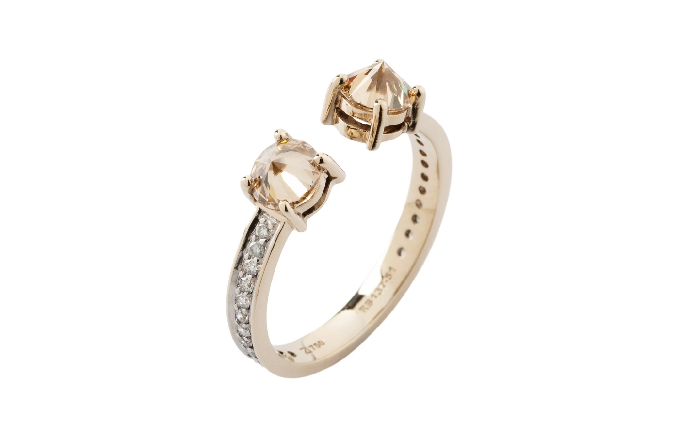  Ara Vartanian ring with white and brown diamonds in 18k white gold