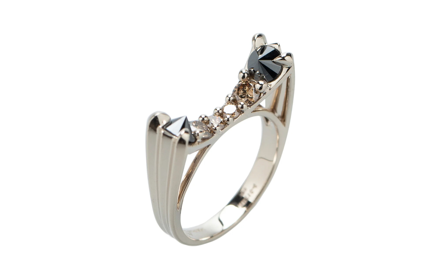  Ara Vartanian ring with brown and black in 18k white gold