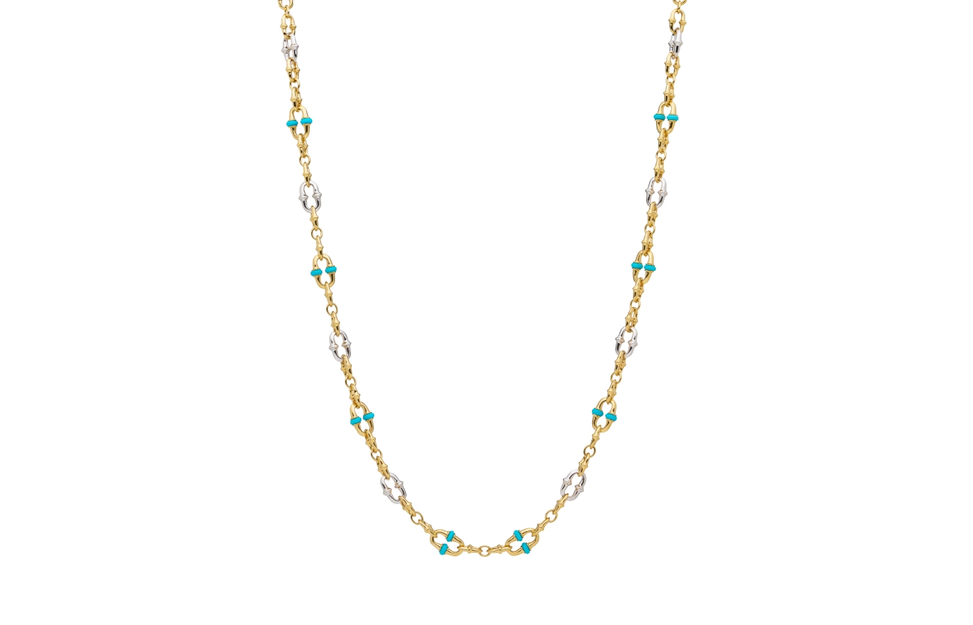  Paspaley Turquoise Dive Chain necklace from the Dive collection with turquoises in 18k yellow gold 