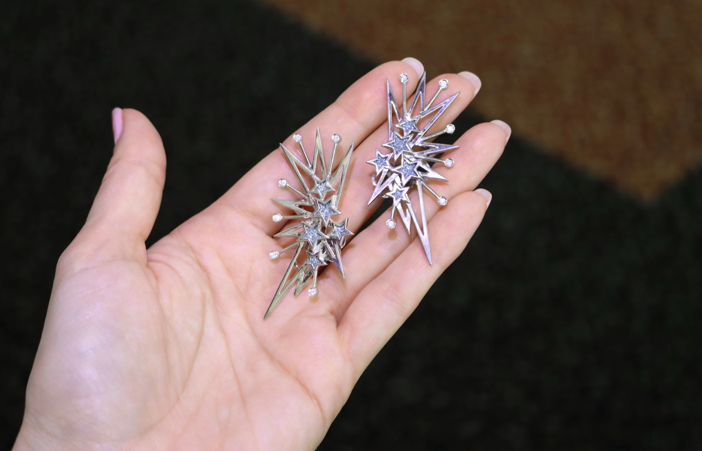 Rose Duque Rockstars earrings with osmium and diamonds 