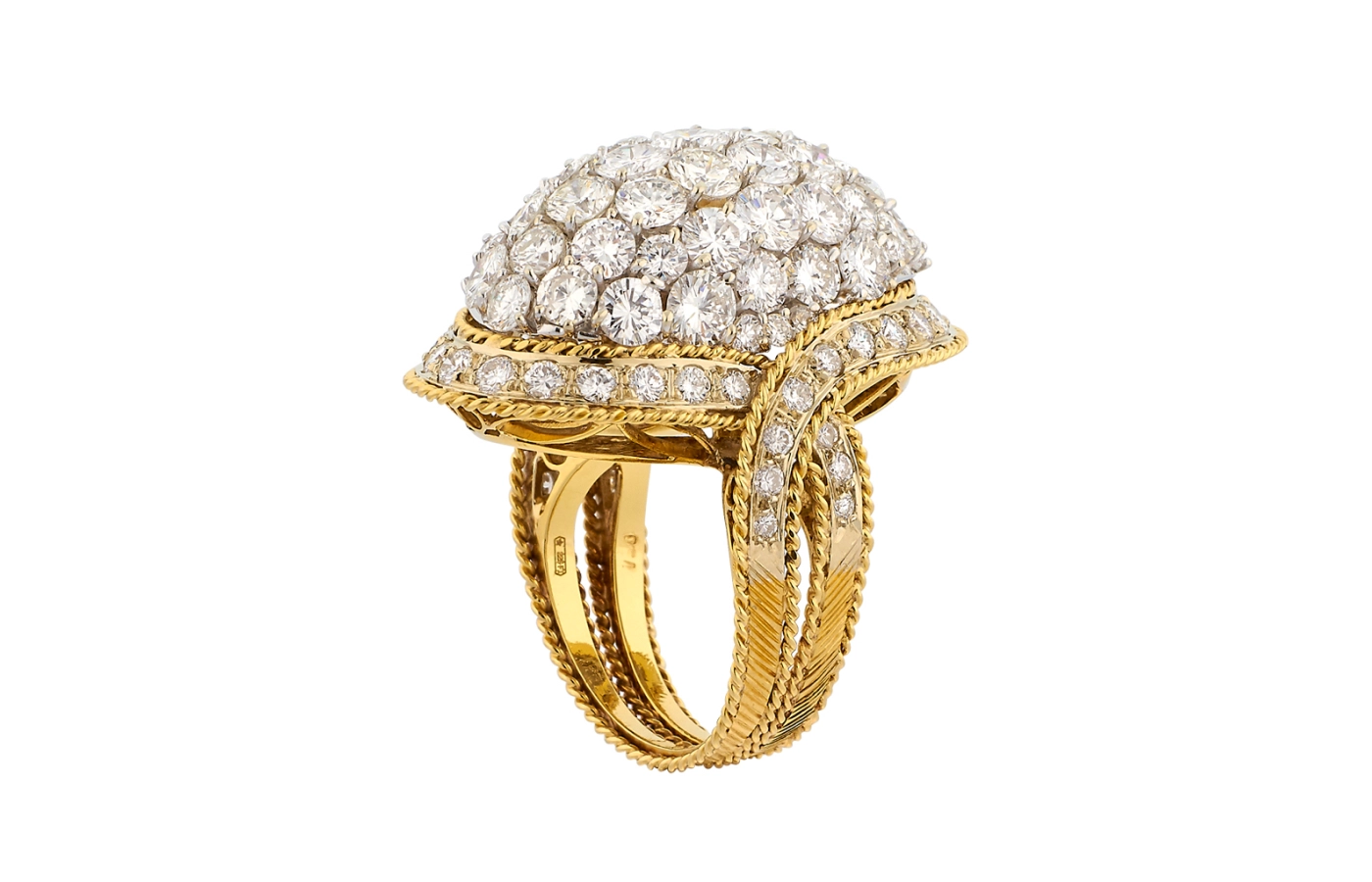  Fratelli Piccini Principessa Jasmine ring with white diamonds in 18k yellow gold