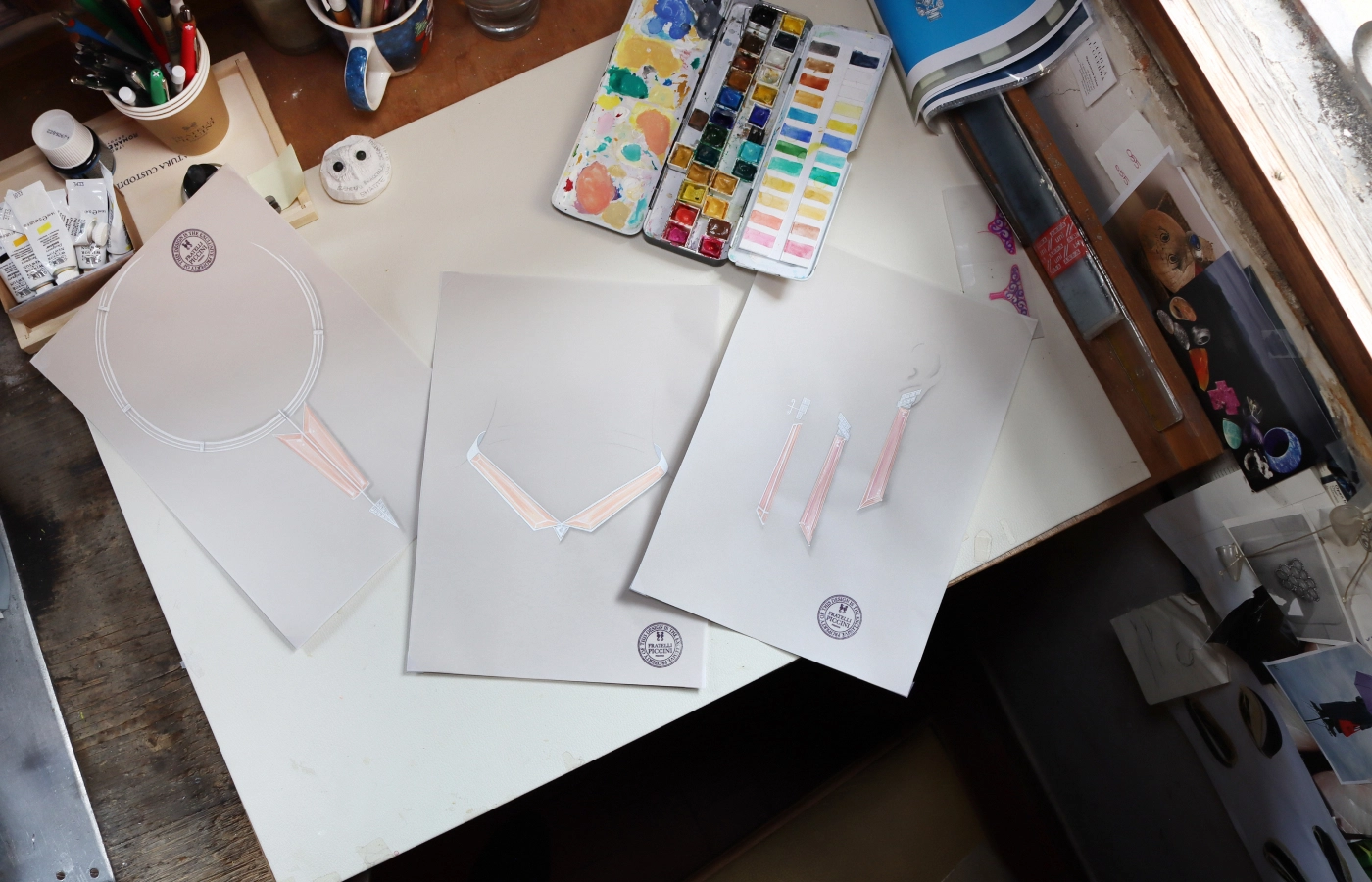 Gouaches of a new collection at the Fratelli Piccini workshop