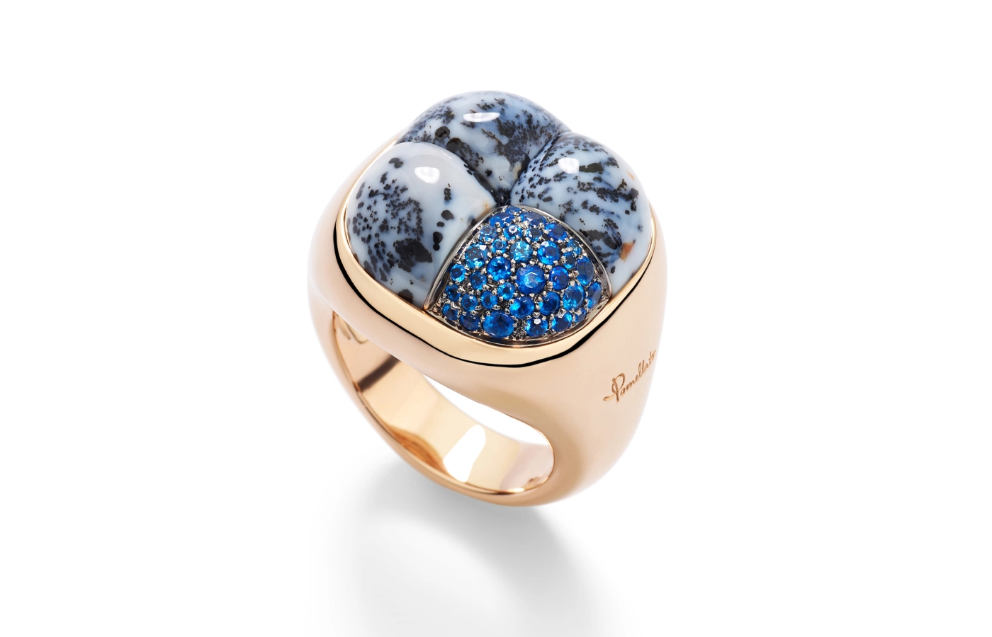  Mosaico ring by Pomellato with dendritic opal and hauynites set in rose gold
