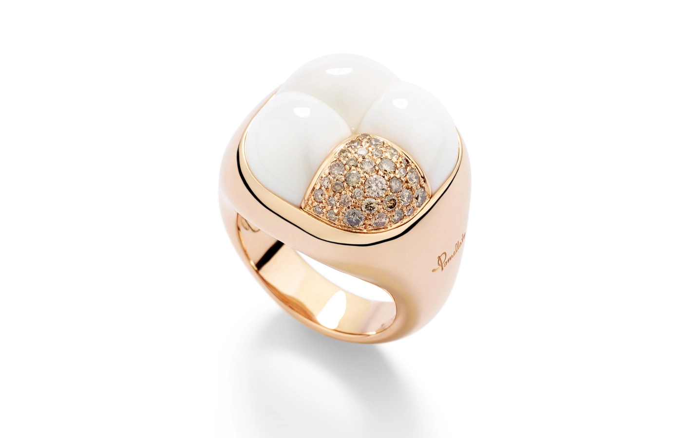  Mosaico ring by Pomellato with kogolong and brown diamonds set in rose gold